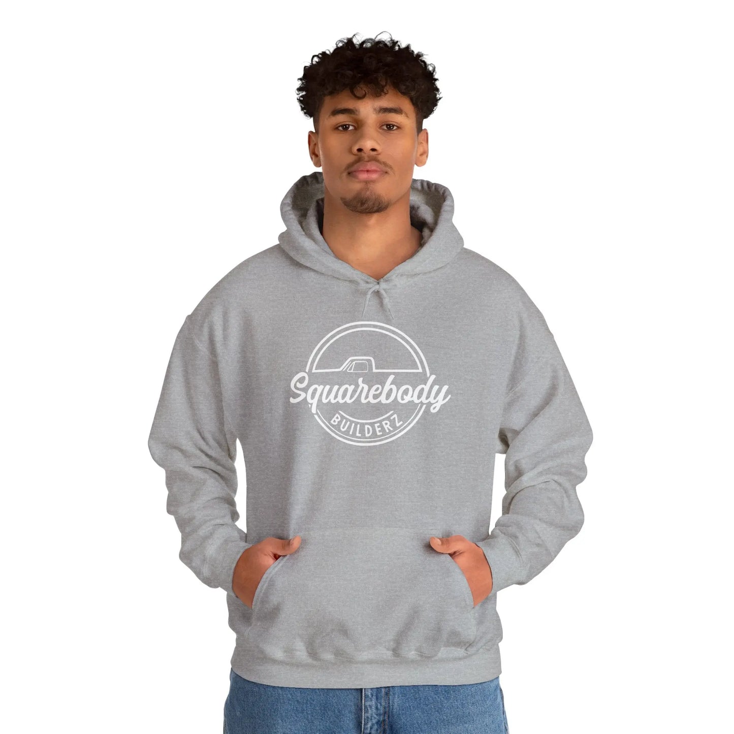 SQUAREBODY_BUILDERZ round LOGO Unisex Heavy Blend™ Hooded Sweatshirt Printify