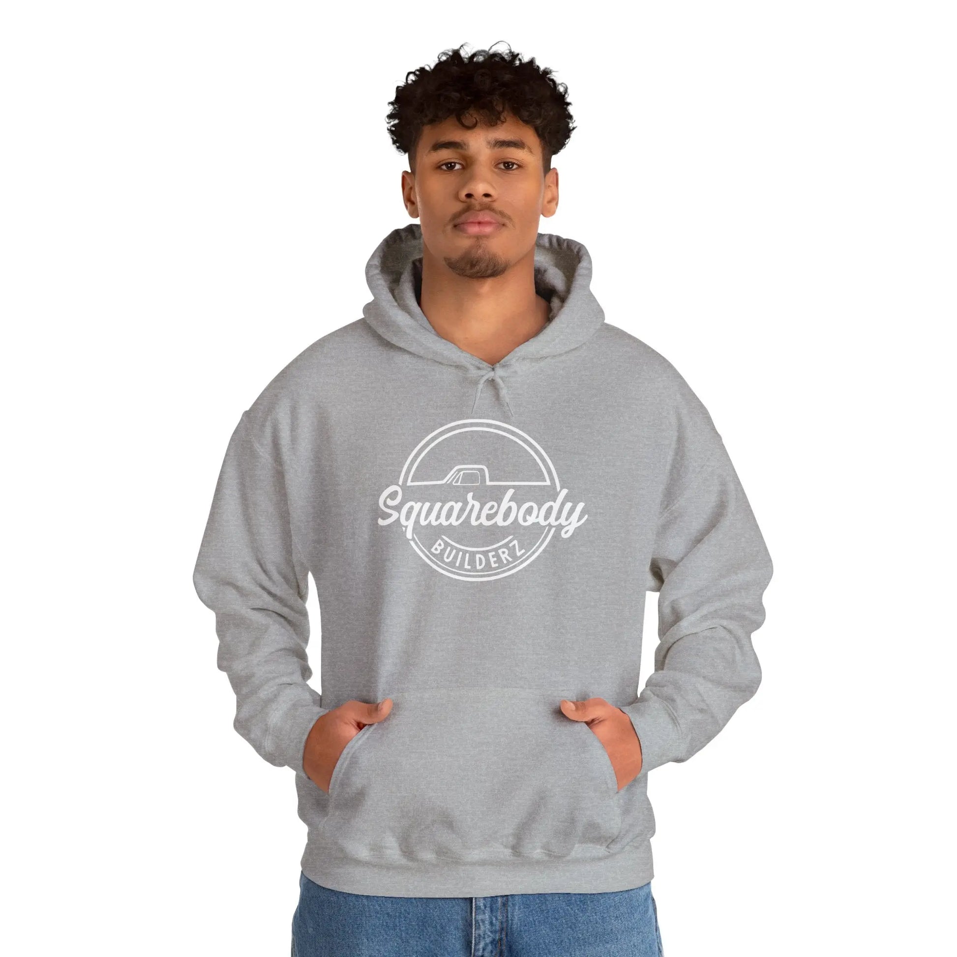 SQUAREBODY_BUILDERZ round LOGO Unisex Heavy Blend™ Hooded Sweatshirt Printify
