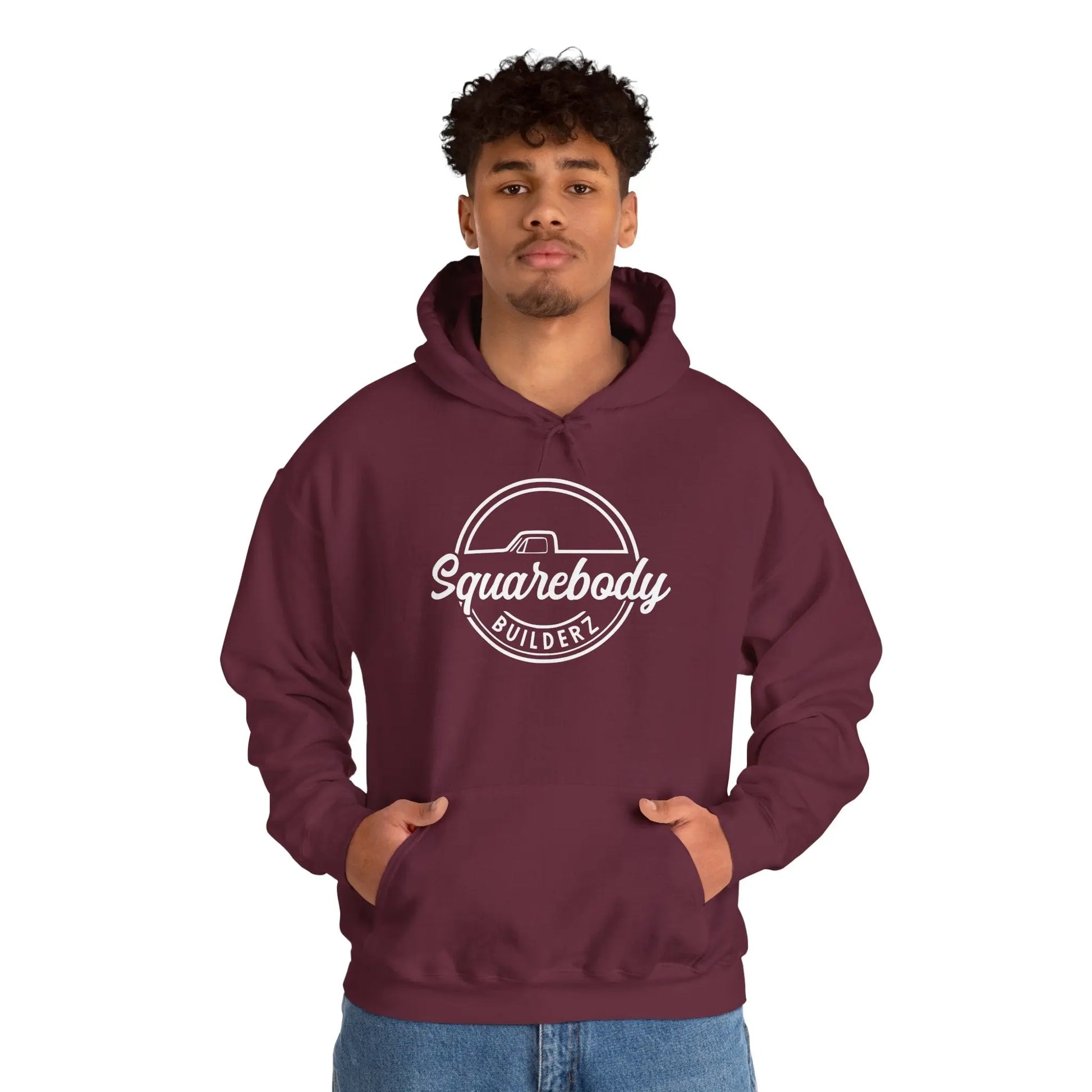 SQUAREBODY_BUILDERZ round LOGO Unisex Heavy Blend™ Hooded Sweatshirt Printify