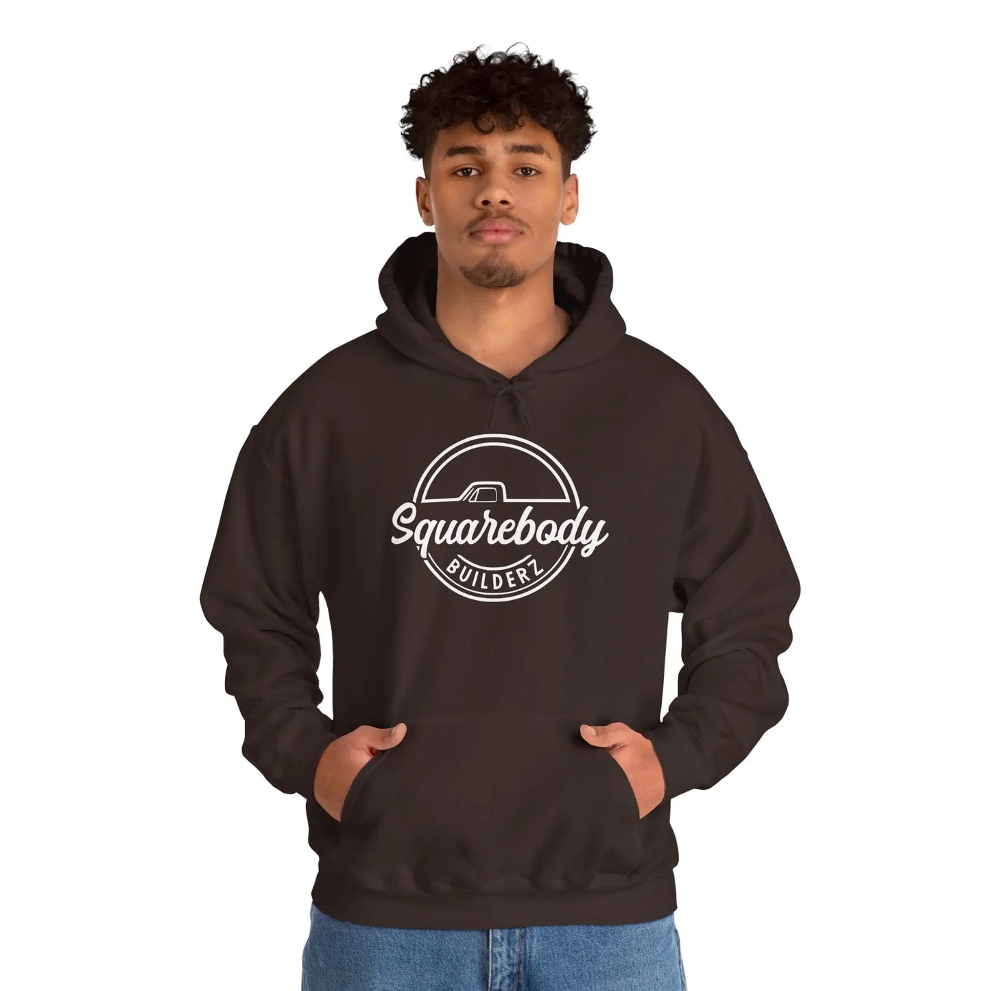 SQUAREBODY_BUILDERZ round LOGO Unisex Heavy Blend™ Hooded Sweatshirt Printify