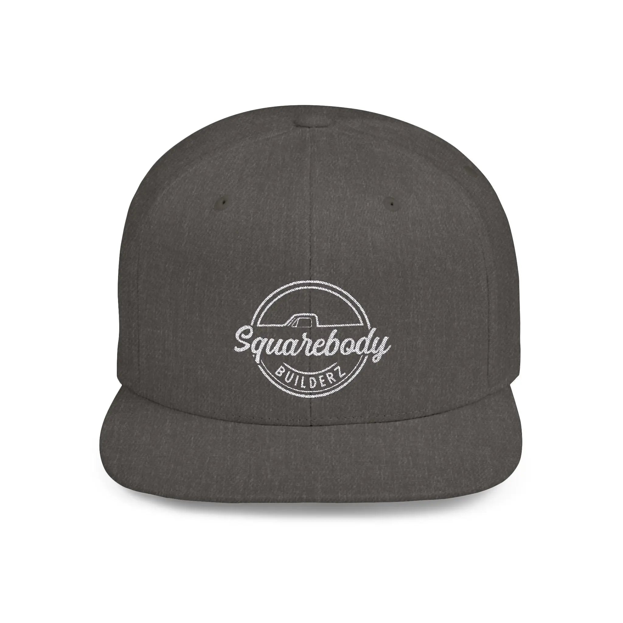 SQUAREBODY_ round logo Flat Bill Snapback - SQUAREBODY