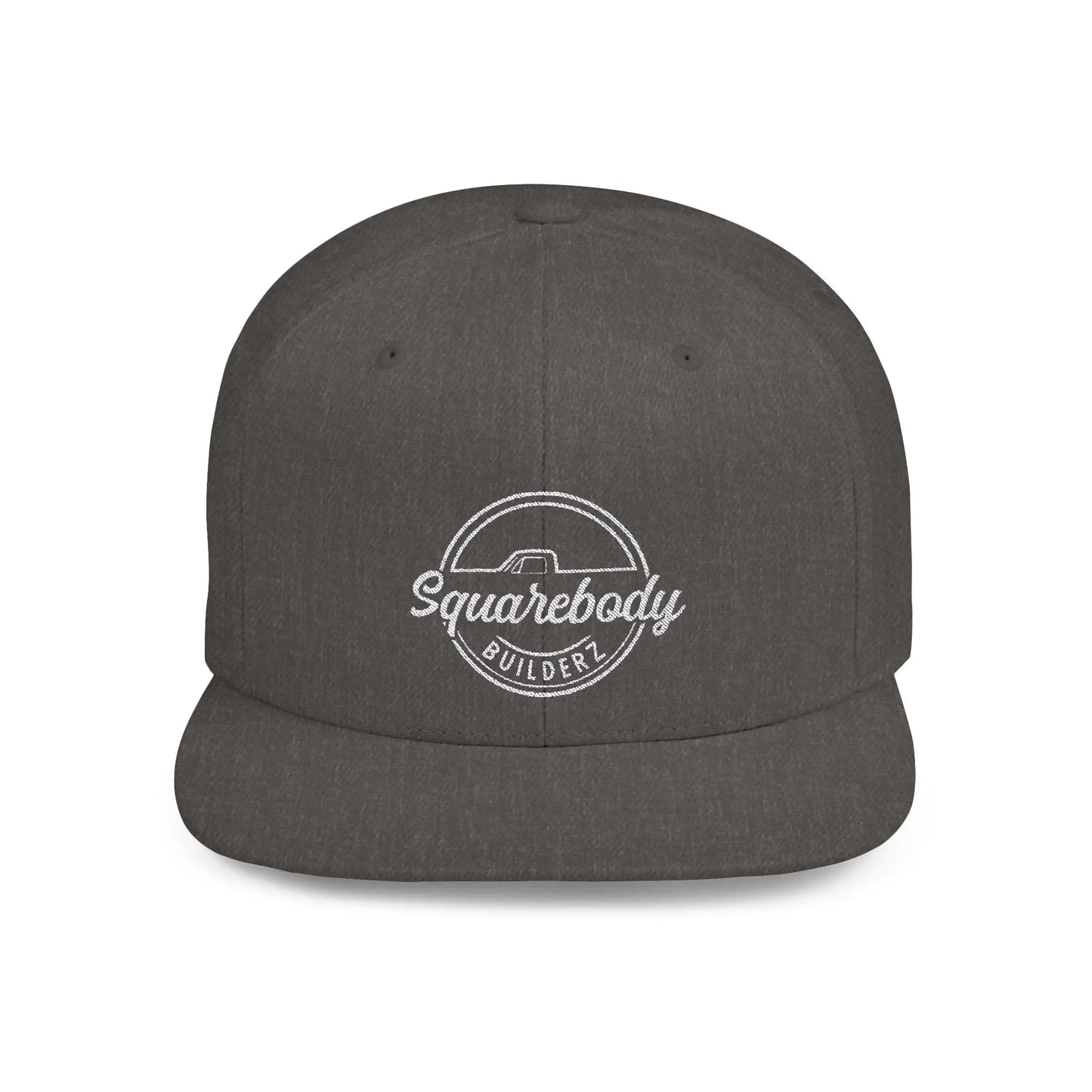SQUAREBODY_BUILDERZ round logo Flat Bill Snapback Printify