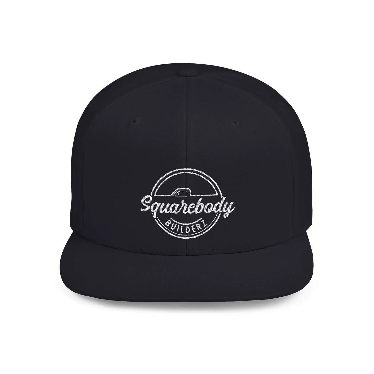 SQUAREBODY_BUILDERZ round logo Flat Bill Snapback Printify