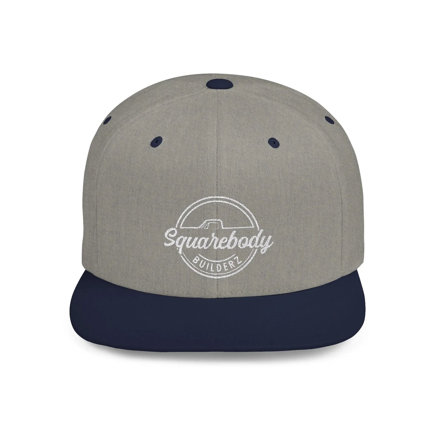 SQUAREBODY_BUILDERZ round logo Flat Bill Snapback Printify