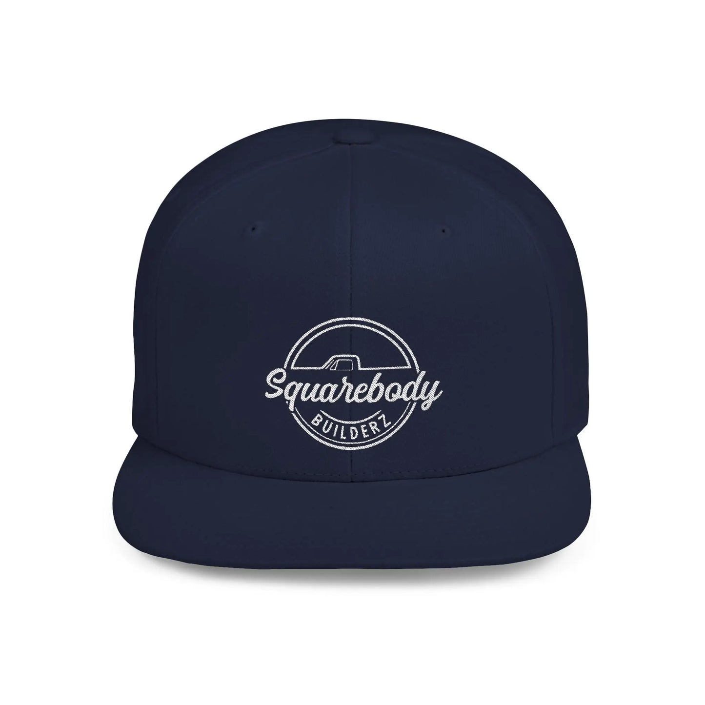 SQUAREBODY_BUILDERZ round logo Flat Bill Snapback Printify