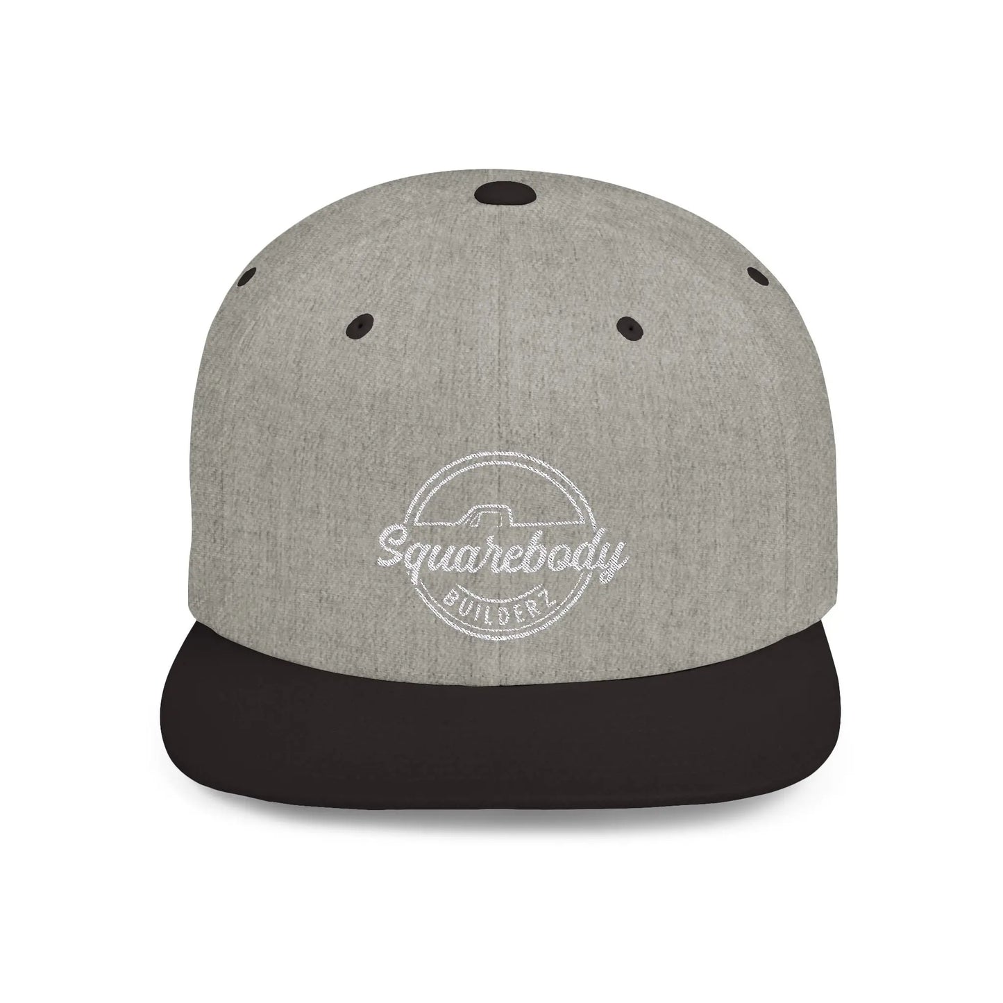 SQUAREBODY_BUILDERZ round logo Flat Bill Snapback Printify