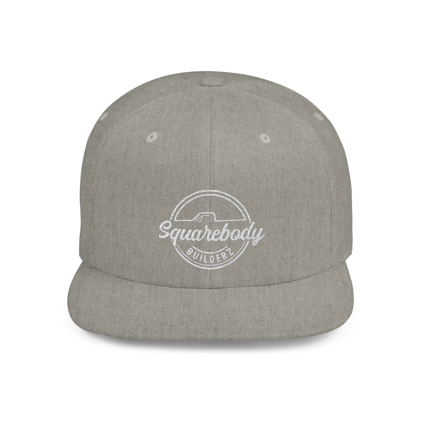 SQUAREBODY_BUILDERZ round logo Flat Bill Snapback Printify