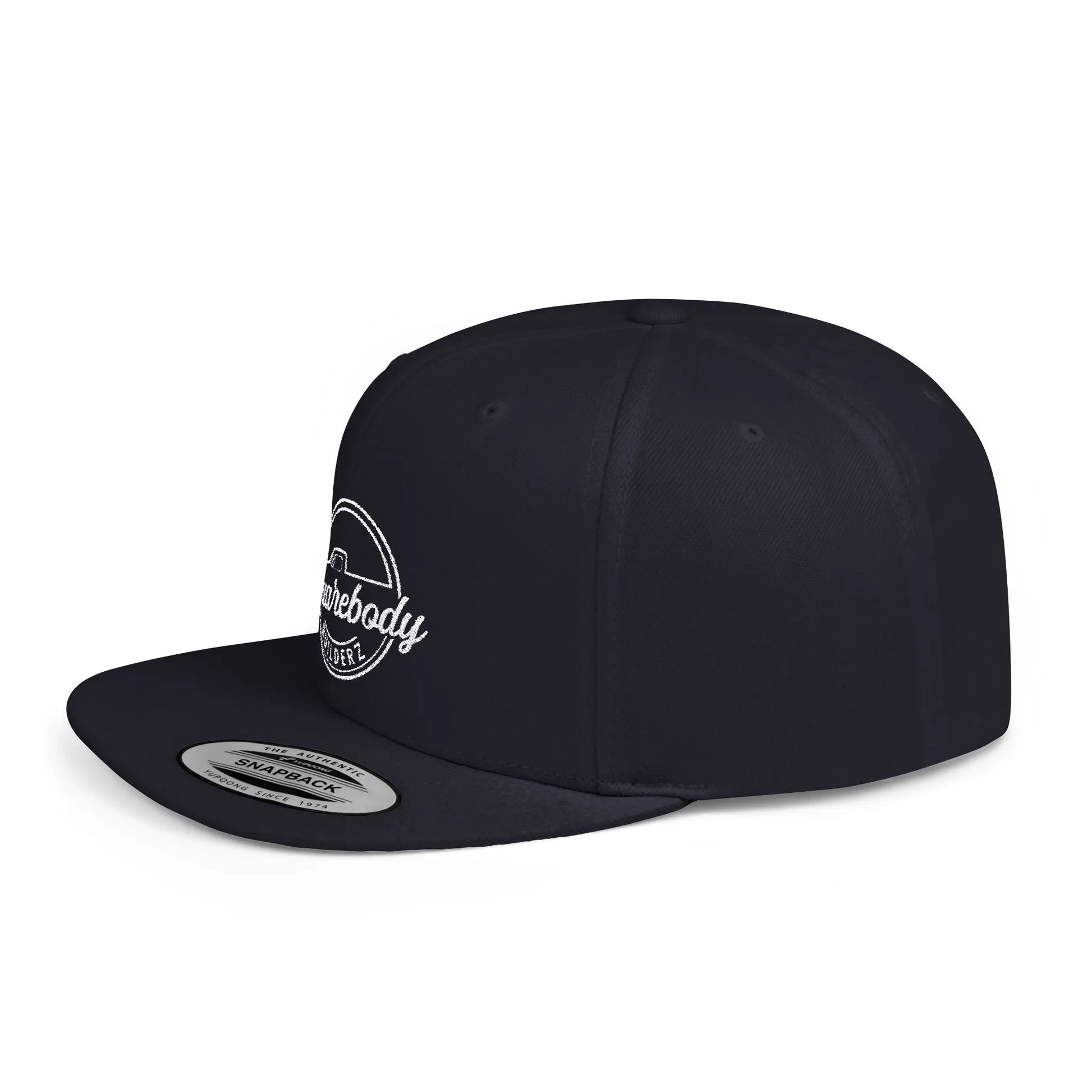 SQUAREBODY_BUILDERZ round logo Flat Bill Snapback Printify