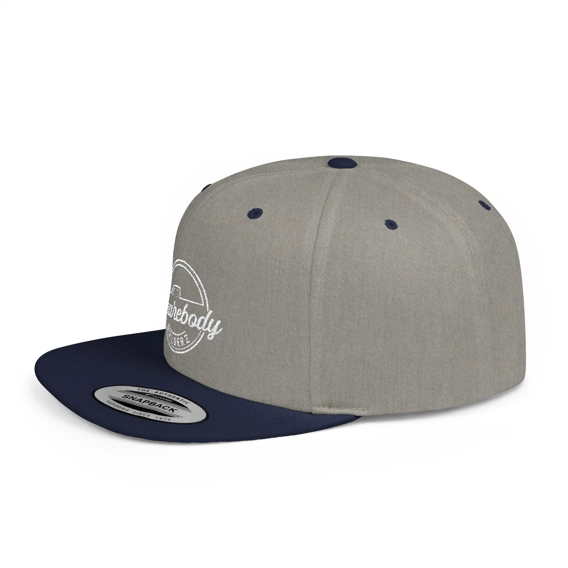 SQUAREBODY_BUILDERZ round logo Flat Bill Snapback Printify