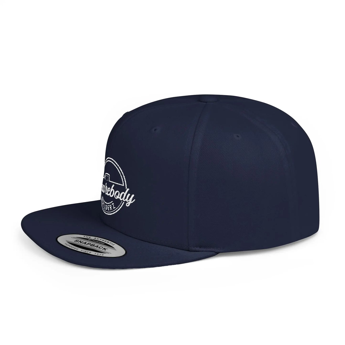 SQUAREBODY_BUILDERZ round logo Flat Bill Snapback Printify