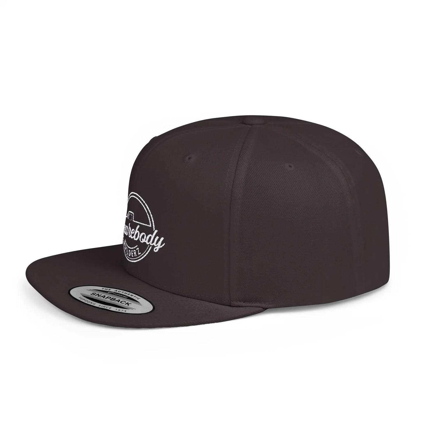 SQUAREBODY_BUILDERZ round logo Flat Bill Snapback Printify