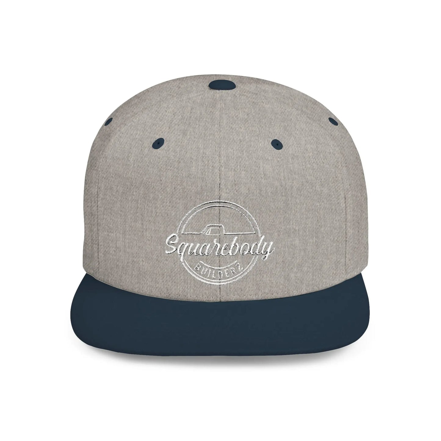 SQUAREBODY_BUILDERZ round logo Flat Bill Snapback Printify