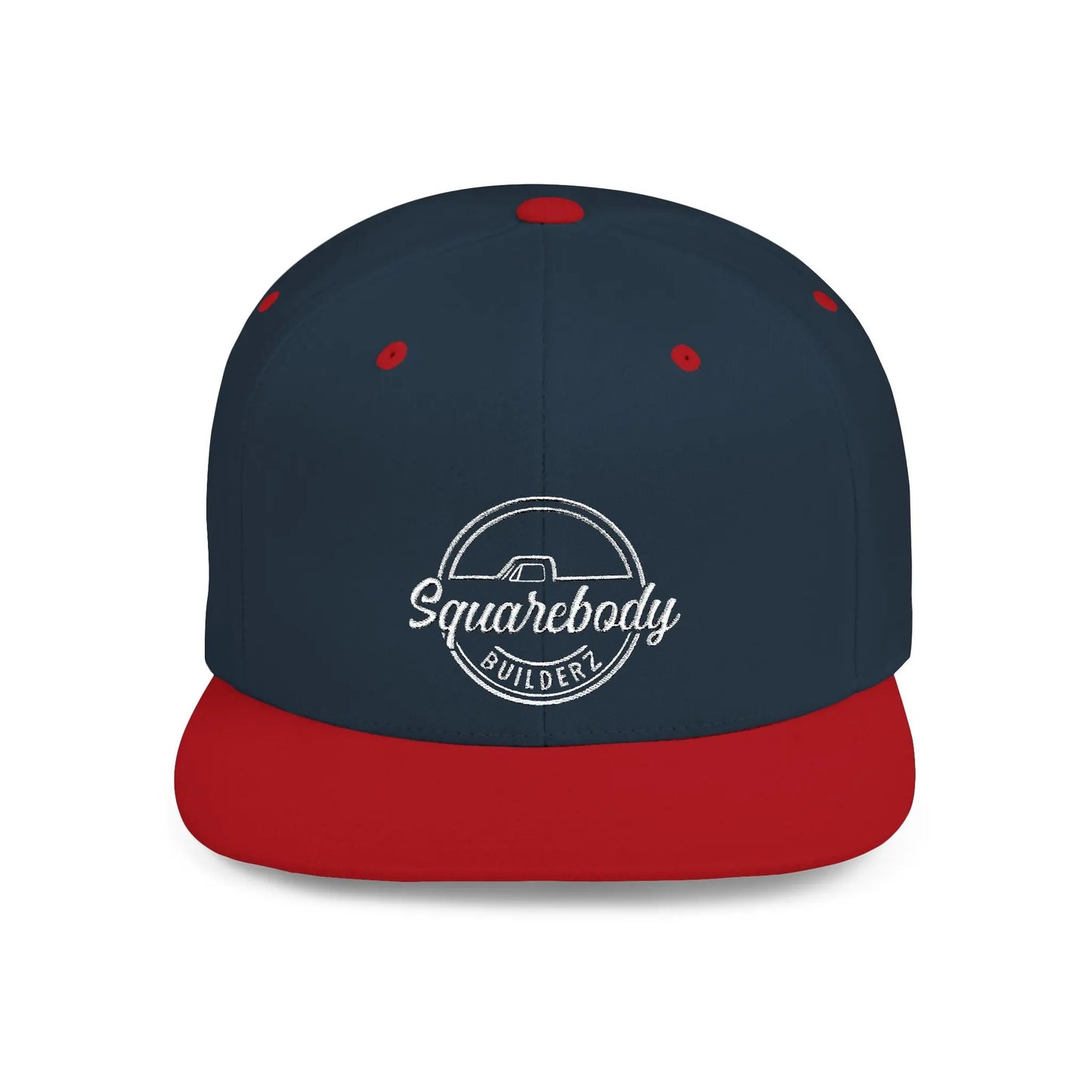 SQUAREBODY_BUILDERZ round logo Flat Bill Snapback Printify