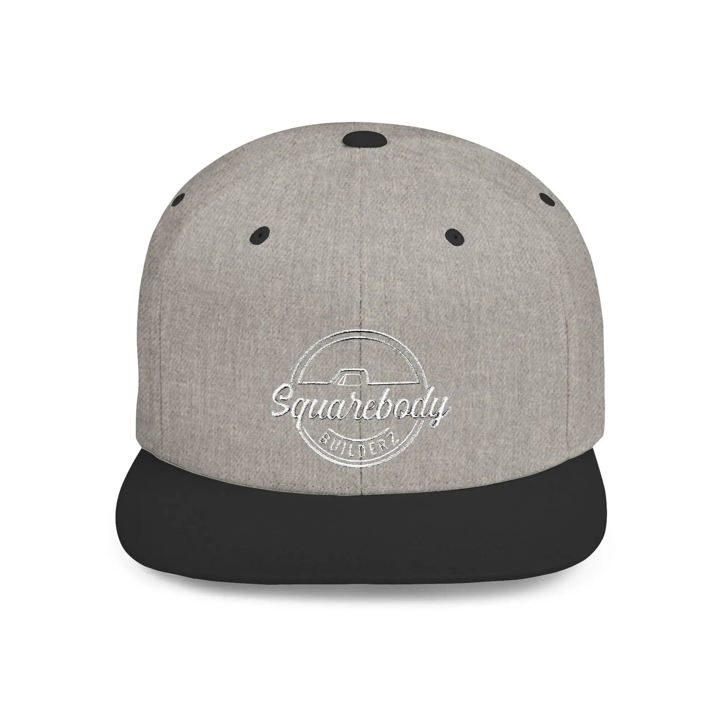 SQUAREBODY_BUILDERZ round logo Flat Bill Snapback Printify