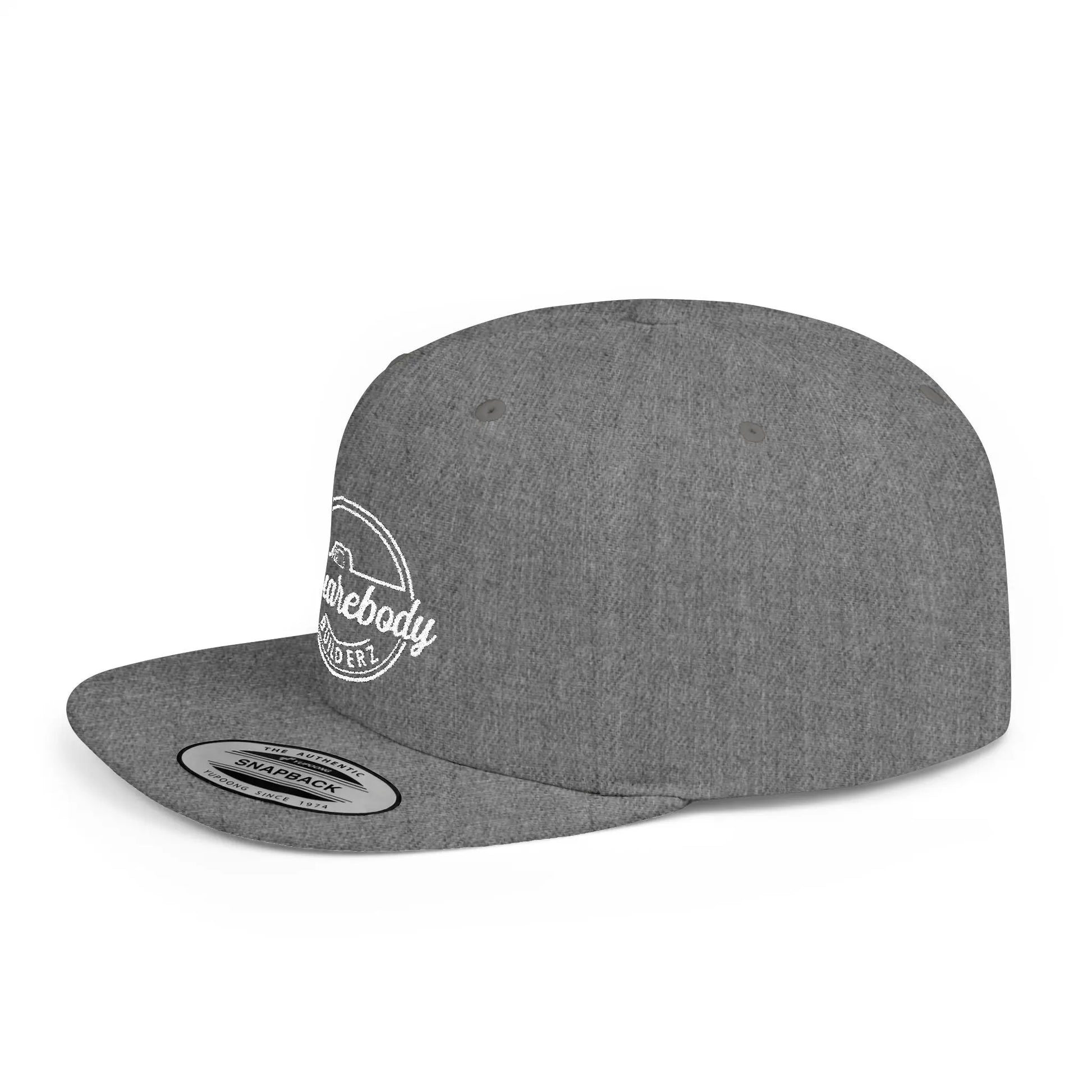 SQUAREBODY_BUILDERZ round logo Flat Bill Snapback Printify