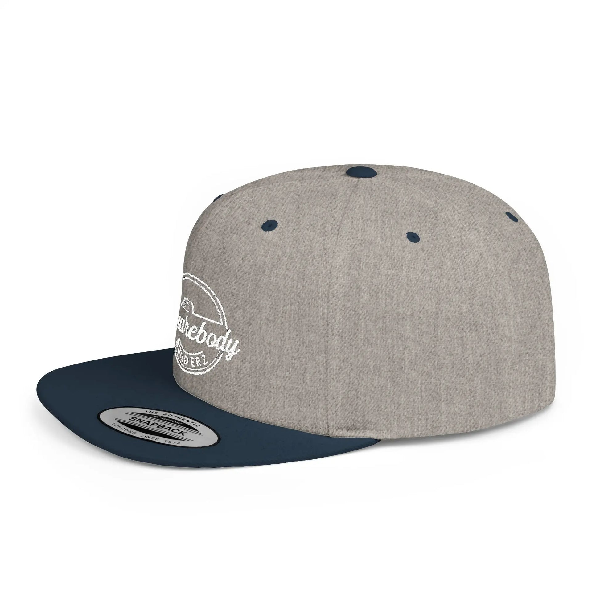 SQUAREBODY_BUILDERZ round logo Flat Bill Snapback Printify
