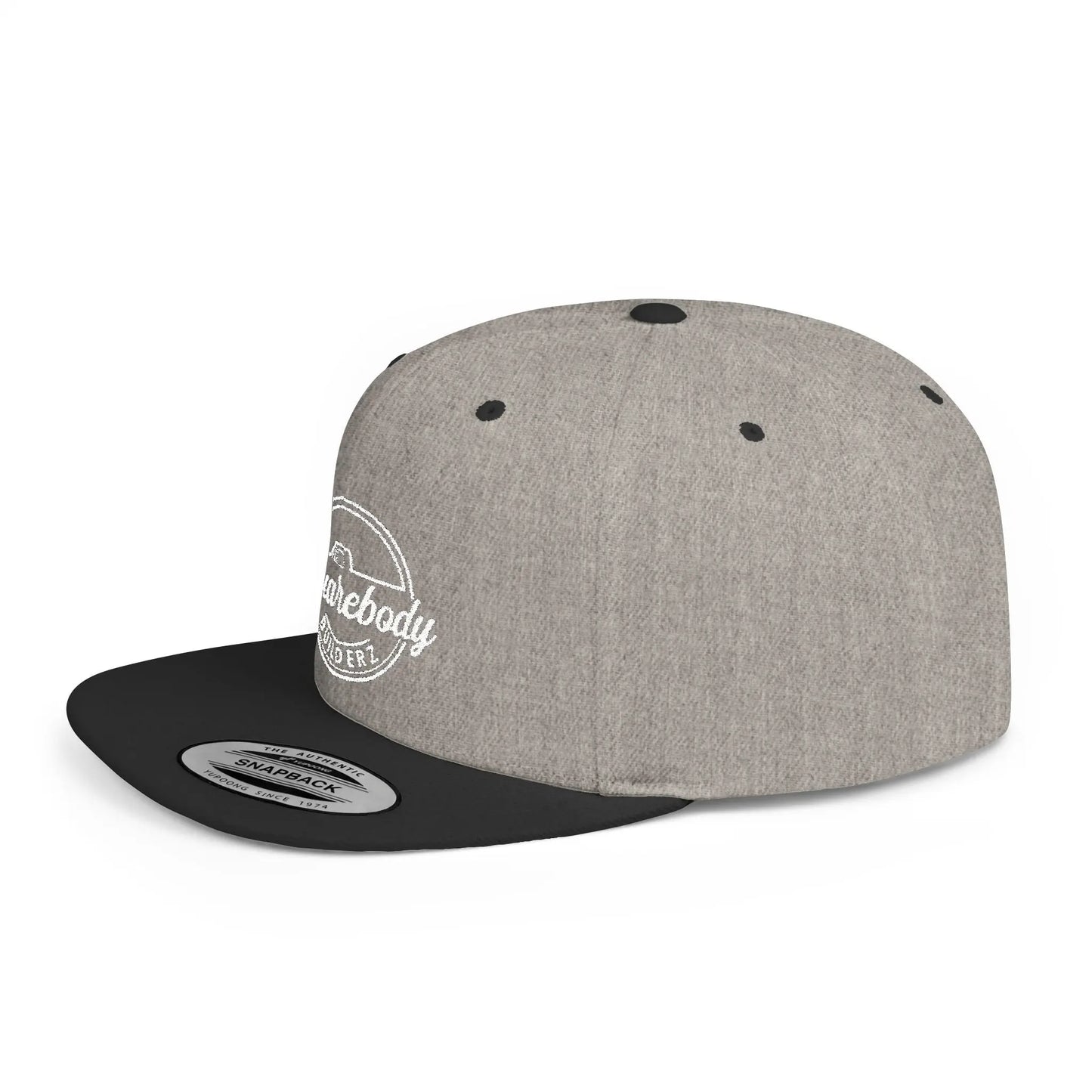 SQUAREBODY_BUILDERZ round logo Flat Bill Snapback Printify