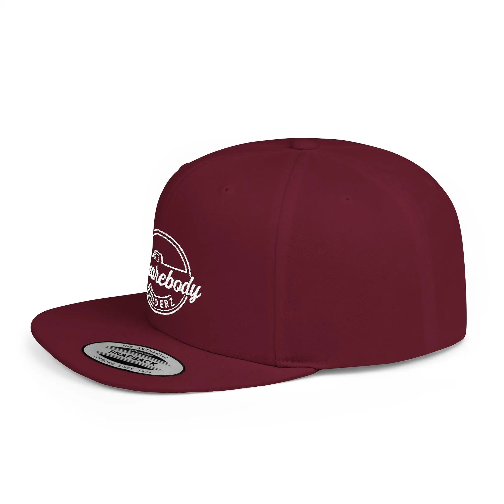 SQUAREBODY_BUILDERZ round logo Flat Bill Snapback Printify