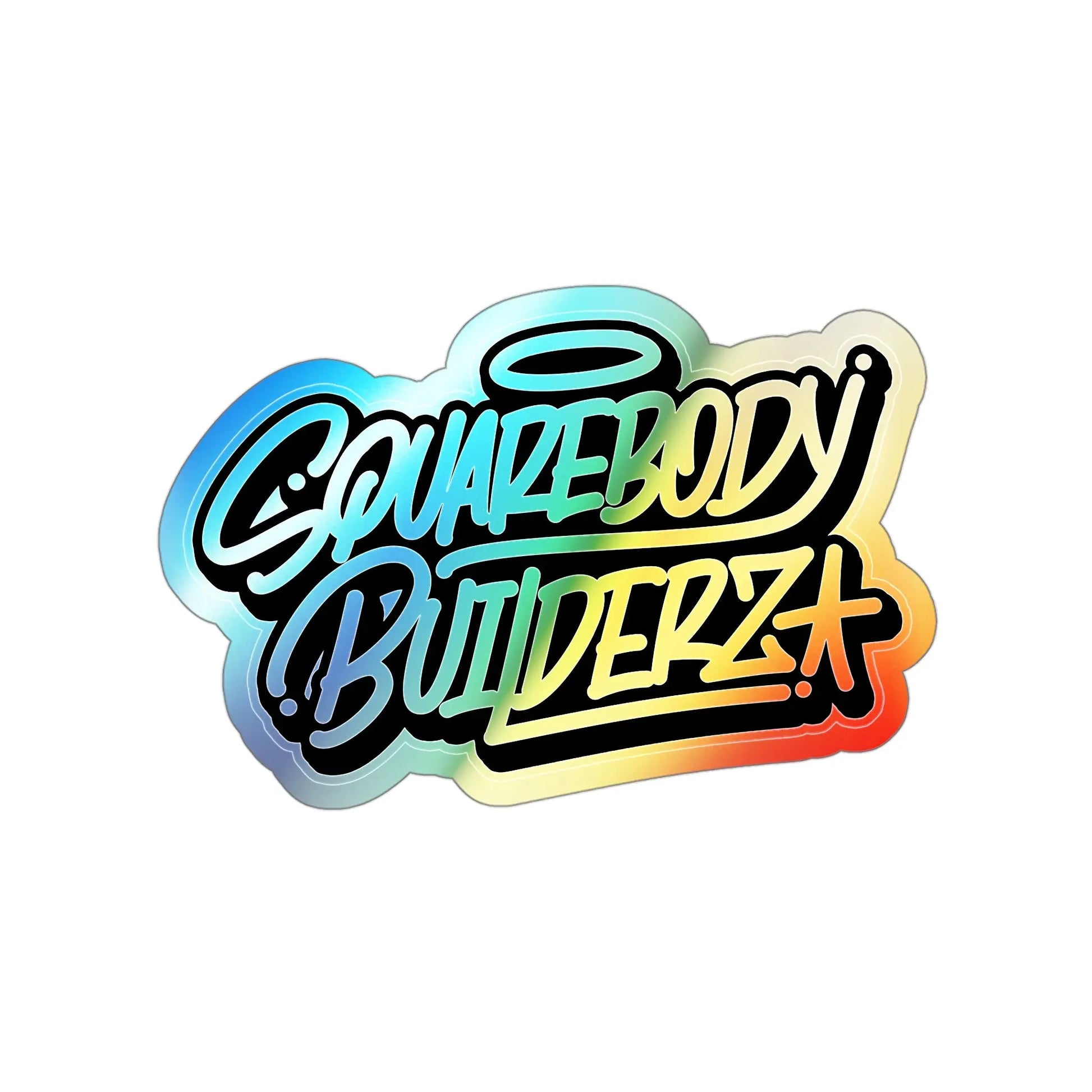 Squarebody Builderz LOGO holographic die cut sticker Printify