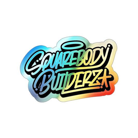 Squarebody Builderz LOGO holographic die cut sticker Printify