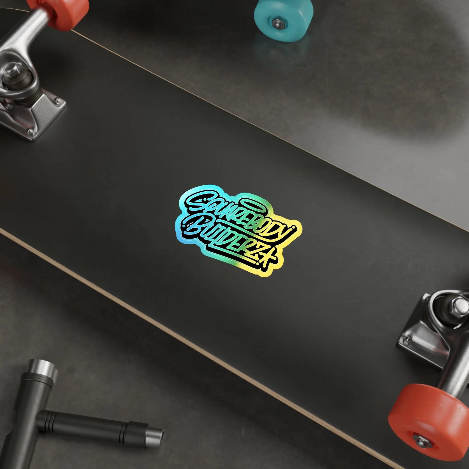 Squarebody Builderz LOGO holographic die cut sticker Printify