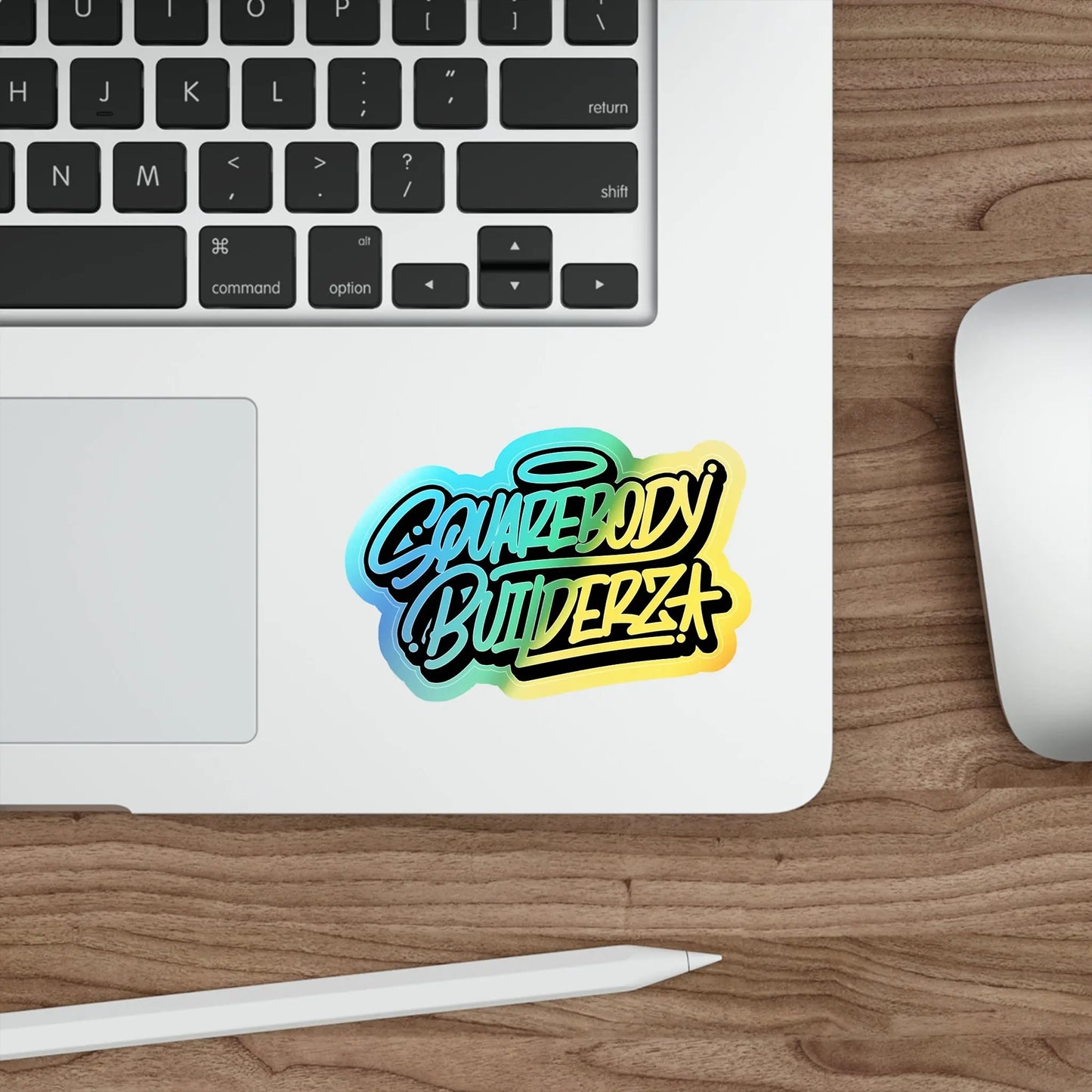 Squarebody Builderz LOGO holographic die cut sticker Printify