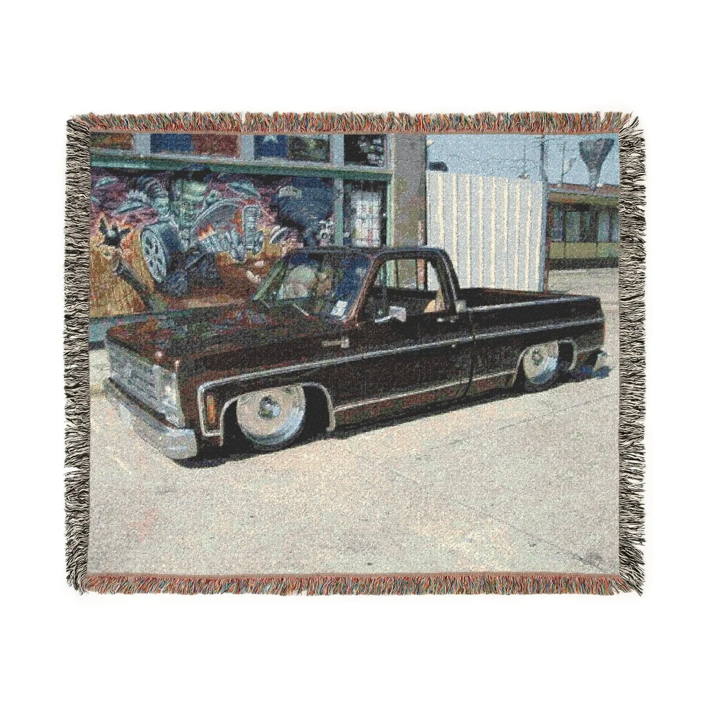 Squarebody Chevy C10 Throw Blanket - Woven Blanket Printify
