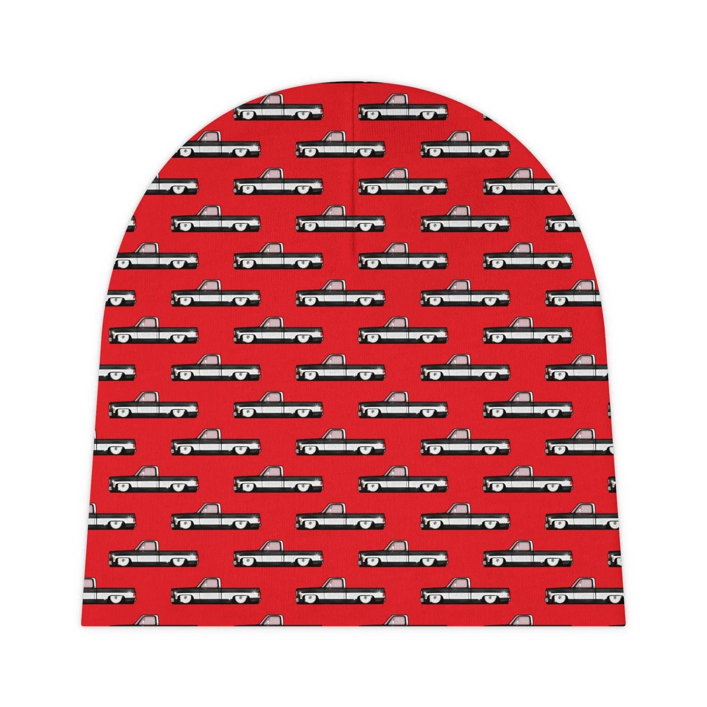 Vintage Squareboby C10 truck Baby Beanie | Red AOP | Perfect for Newborns, Baby Showers, Birthdays, Photoshoots, Everyday Wear Printify