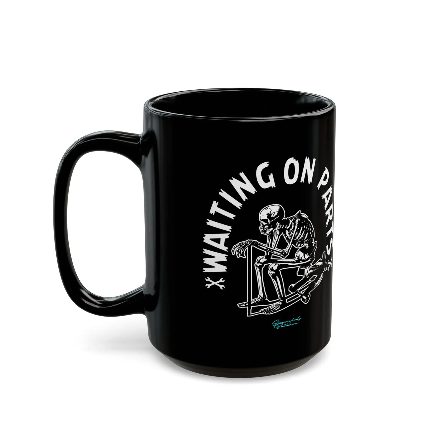 "Waiting on Parts" Skeleton Mug  - Perfect for Coffee Lovers Printify
