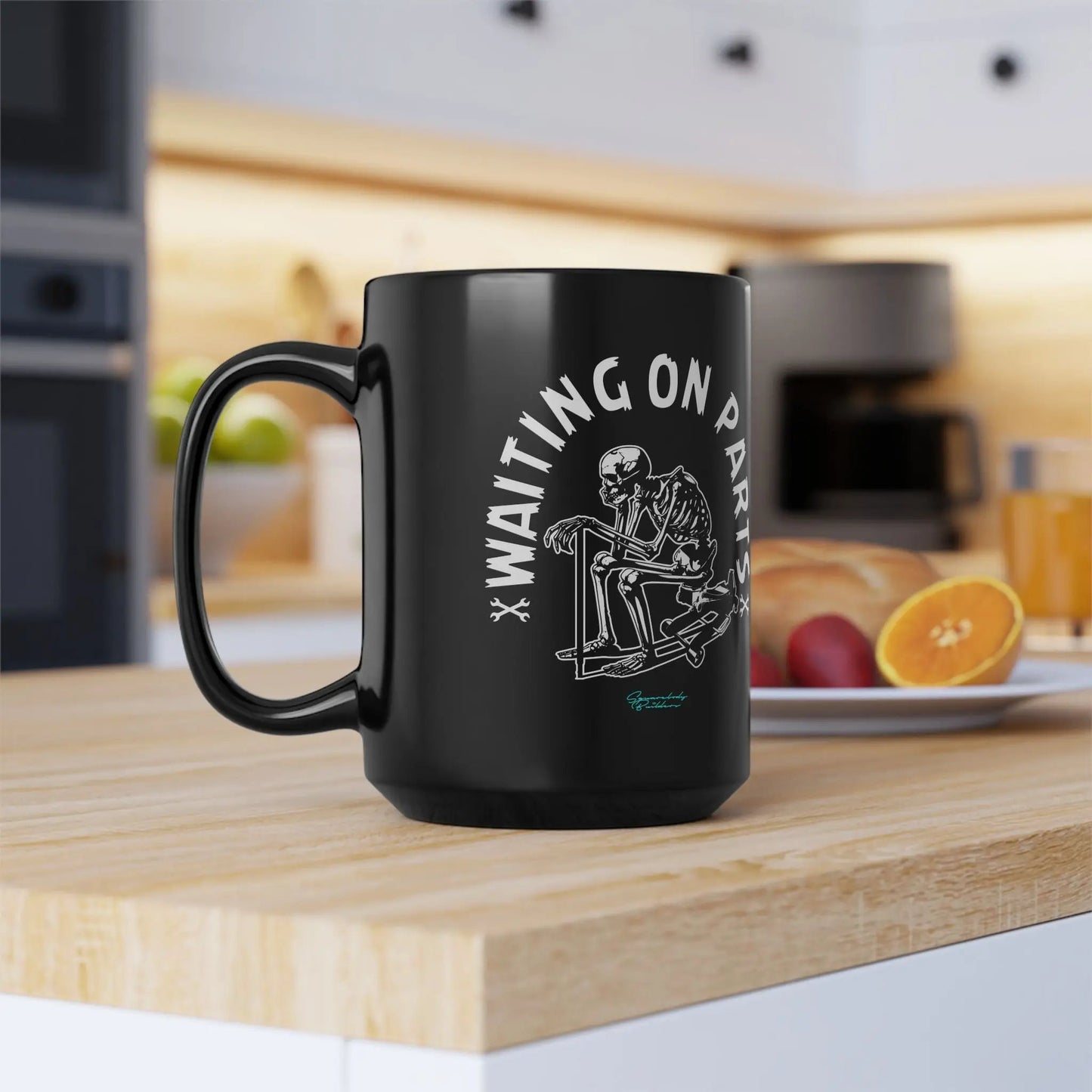"Waiting on Parts" Skeleton Mug  - Perfect for Coffee Lovers Printify